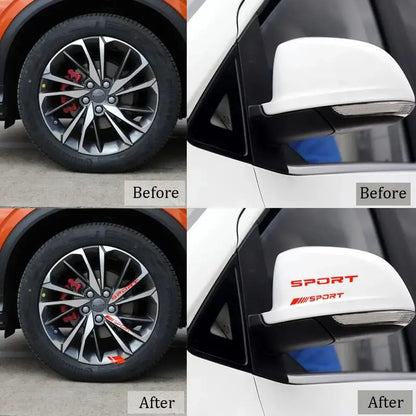 14pcs Car Decal Stickers,Wheel Rim Decal Sticker,Sport Logo Reflective Stickers