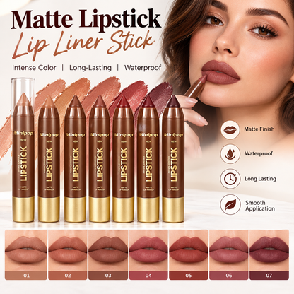 6PCS Mauve Matte Brown Lip Liner and Lipstick Combo Set