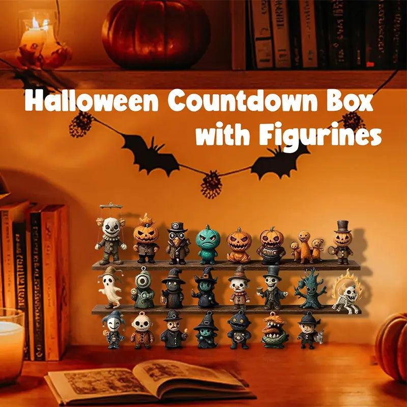 Halloween Countdown Box with Figurines - Advent Calendar Scary Mini Dolls Gift Boxs