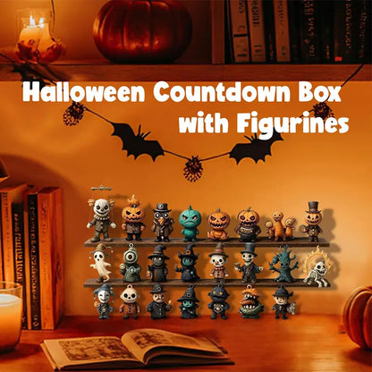 Halloween Countdown Box with Figurines - Advent Calendar Scary Mini Dolls Gift Boxs