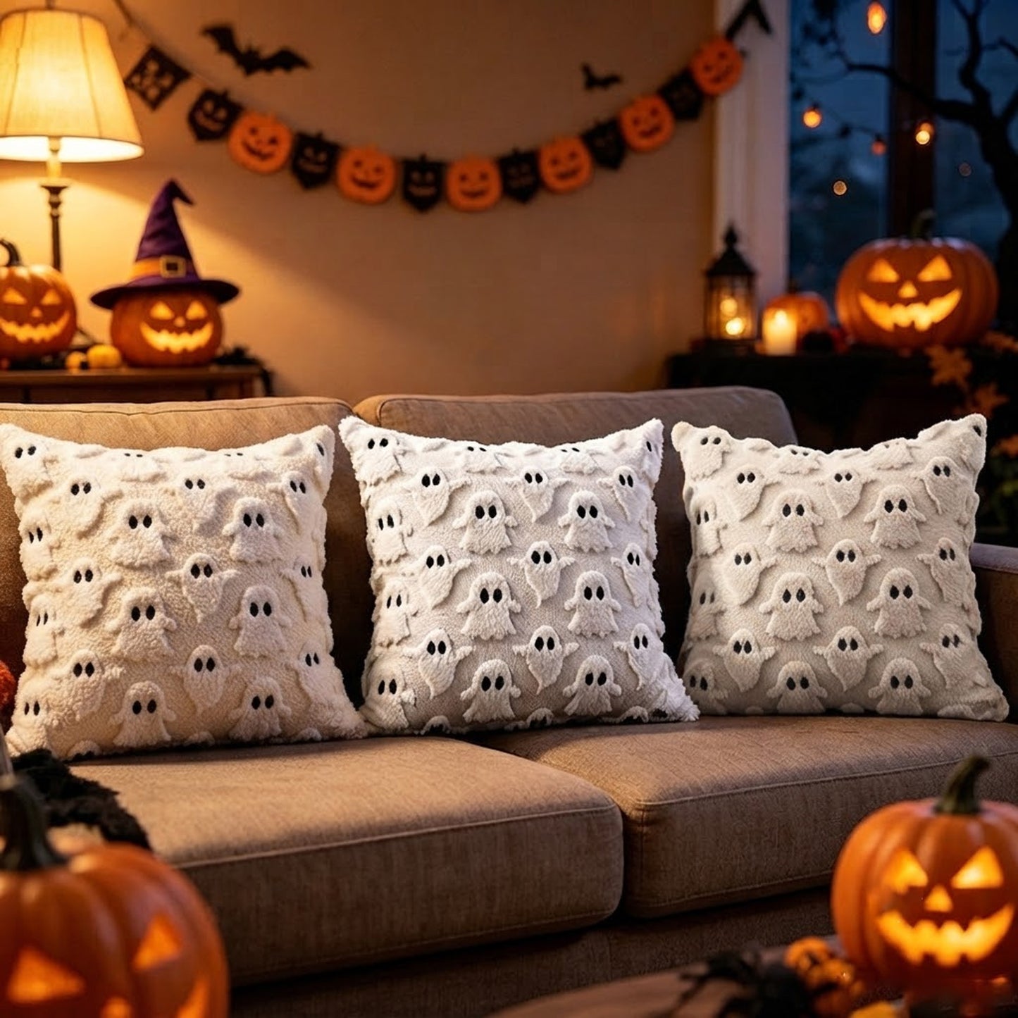 3Pcs Halloween Pillow Covers 18x18 inch Halloween Decor