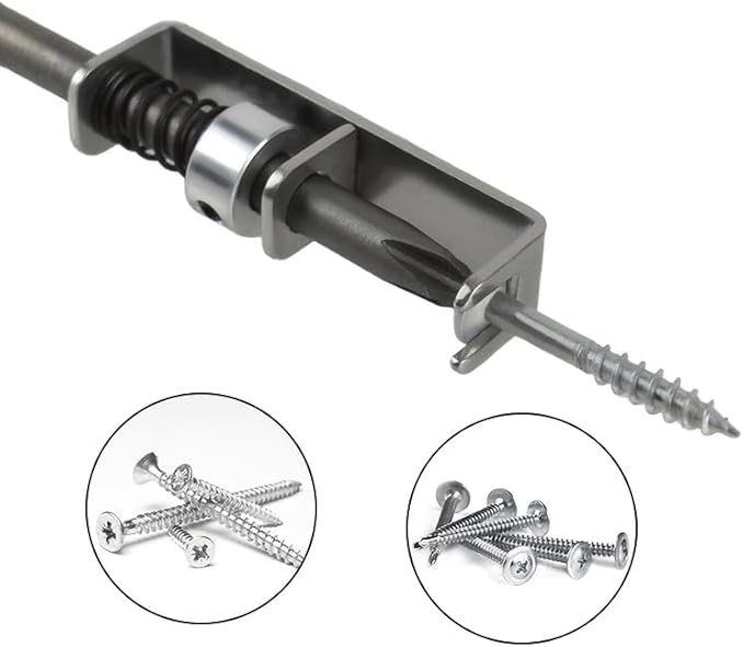 2Pcs Spring-Loaded Anti-Drop Screwdriver Bit Holder Clamp - Single-Hand Operation