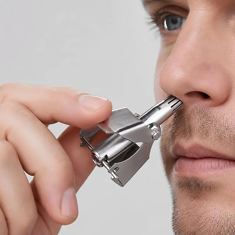 2Pcs Stainless Steel Manual Nose Hair Trimmer for Men & Women