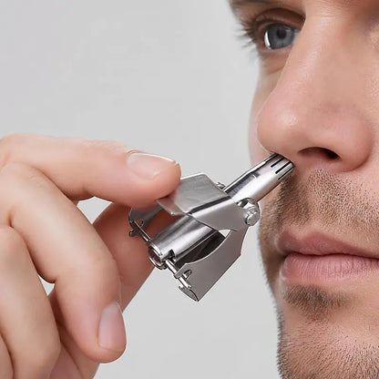 2Pcs Stainless Steel Manual Nose Hair Trimmer for Men & Women