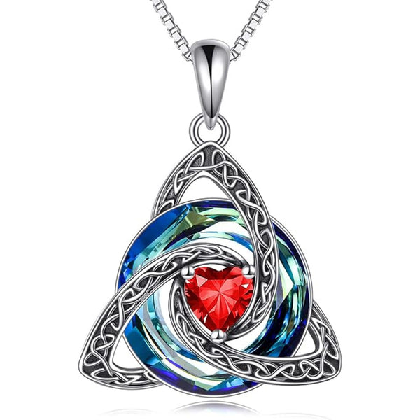 Celtic Birthstone Necklace Trinity Knot Triquetra Crystal Pendant Irish Scottish Jewelry