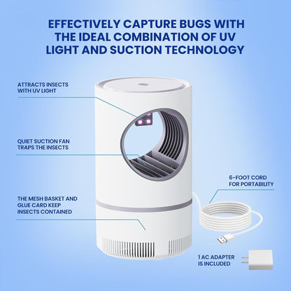 Indoor Portable Flying Bug Catcher with UV LED light & Fan Suction