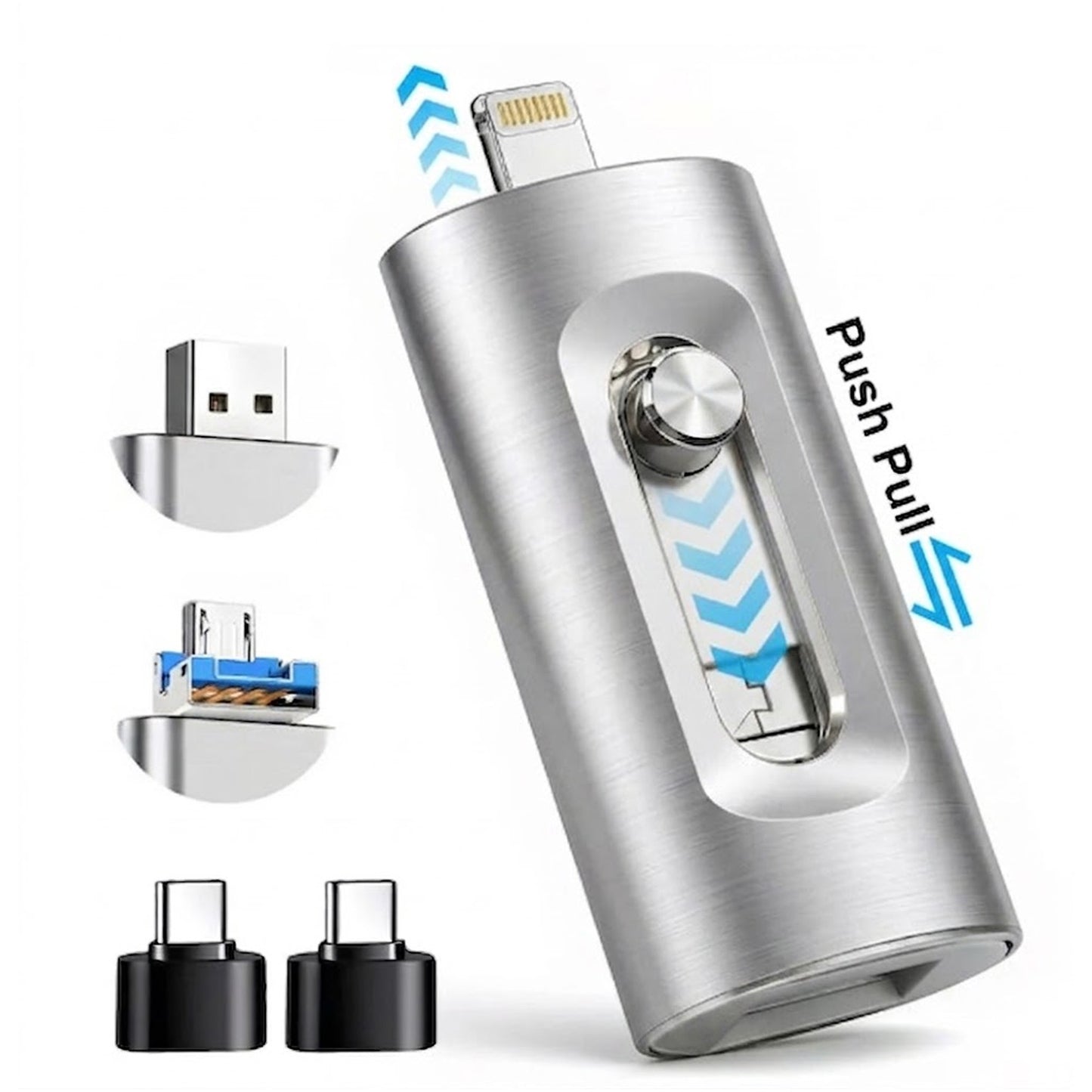 3-in-1 Flash Drive, High-Speed USB 3.0 OTG Pen Drive with Type-C Adapter