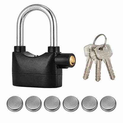 Alarm Padlock with 110dB Loud Sound, Solid Aluminum Body Brass Lock Core