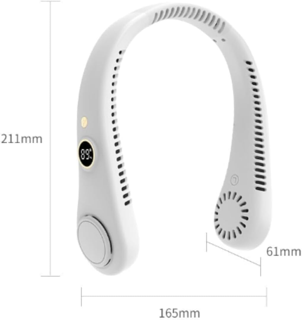 Vaneless Hanging Neck Fan, Portable Hands-Free Fan with 5 Adjustable Speeds, USB Rechargeable