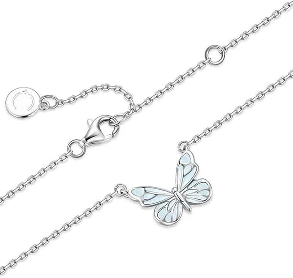 2Pcs Women Romantic luminous Butterfly Necklace Bracelet Set