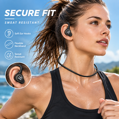 Wireless Open-Ear Sports Headphones Bluetooth 6.0, Air Conduction Neckband Earbuds with LED Power Display