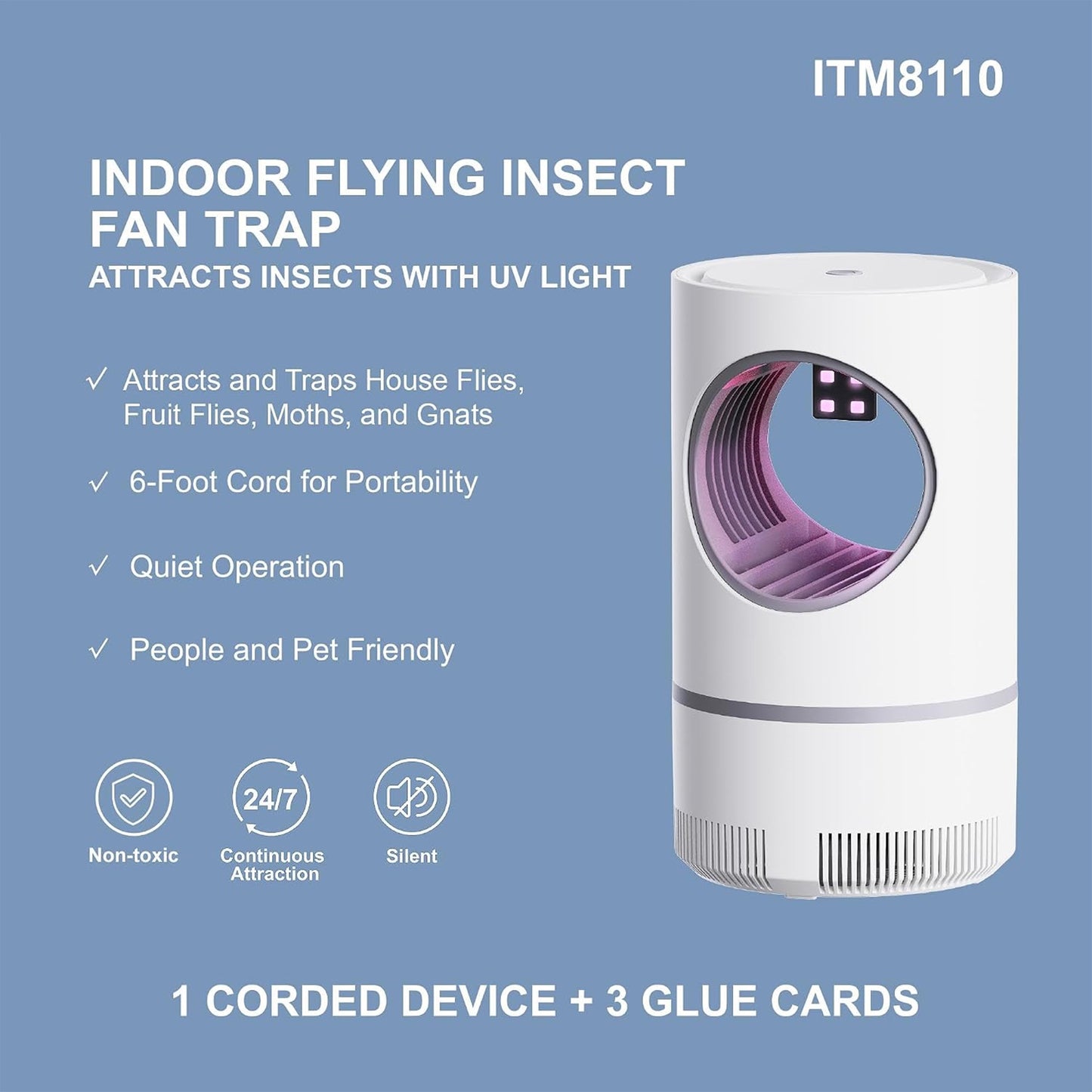Indoor Portable Flying Bug Catcher with UV LED light & Fan Suction