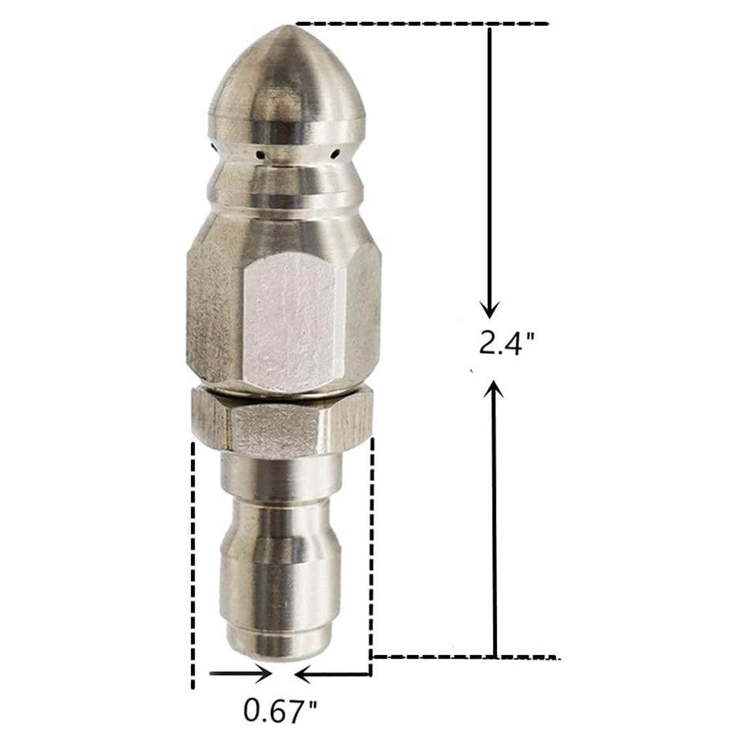 2PCS Pressure Washer Sewer Jetter Nozzle Stainless Steel,1/4''Connector