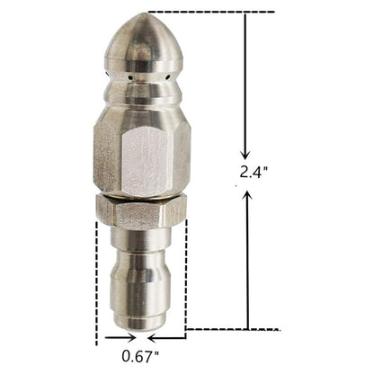 2PCS Pressure Washer Sewer Jetter Nozzle Stainless Steel,1/4''Connector