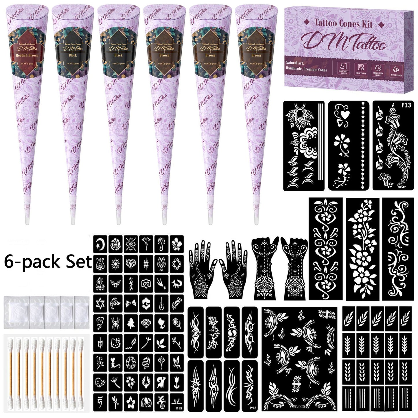 Tattoo Set Hand-Painted Paste Set Tattoo Paste Plant Temporary Hand-Painted Waterproof