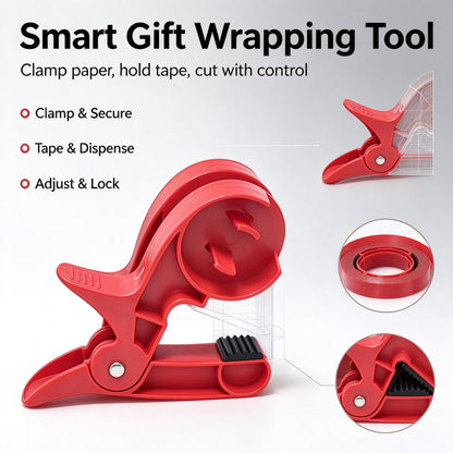 2-Piece Christmas Gift Wrapping Tape Dispenser and Paper Holder Clip Set