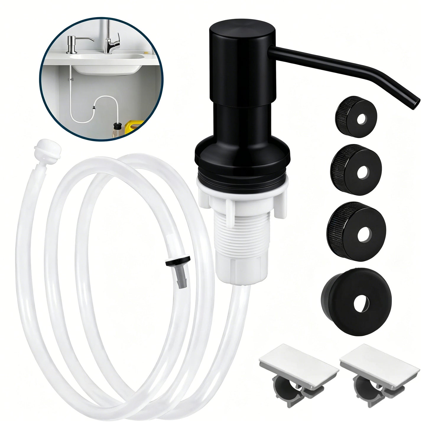 Sink Soap Dispenser Tube Kit, with 47" Tube Hose and Check Valve for Prevent Backflow