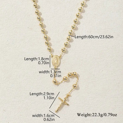 Virgin Mary Cross Clavicle Chain Rosary Necklace Long Necklace