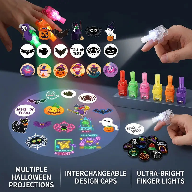 36Pcs Halloween LED Projection Finger Lights,Multi-Color Light Up Finger Projectors