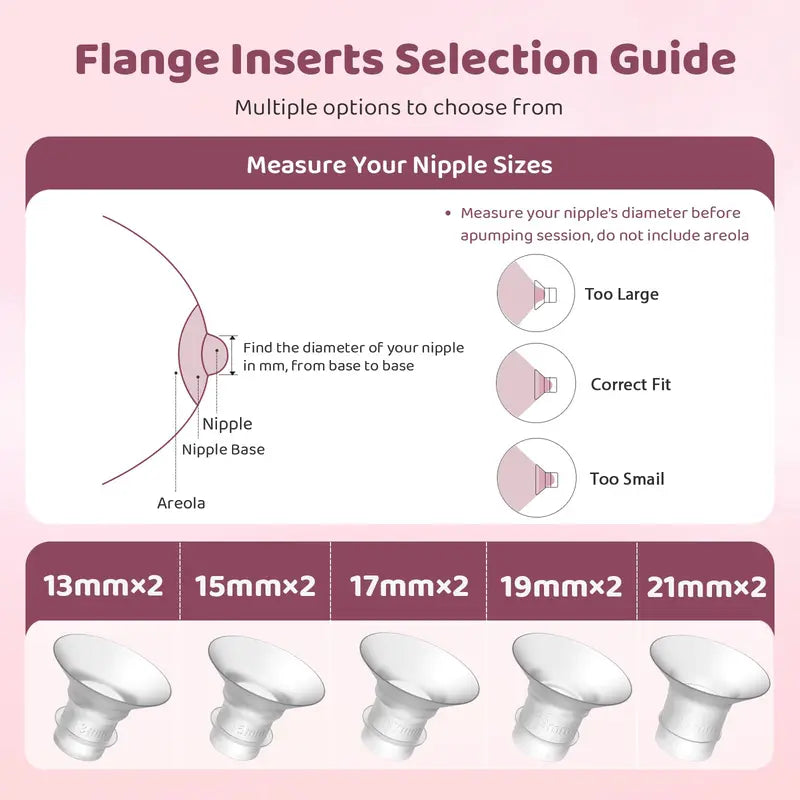 Flange Sizing Kit 3 in 1 Ultimate with 10PCS Flange Inserts 13/15/17/19/21mm, Measuring Ruler, Cleaning Brush