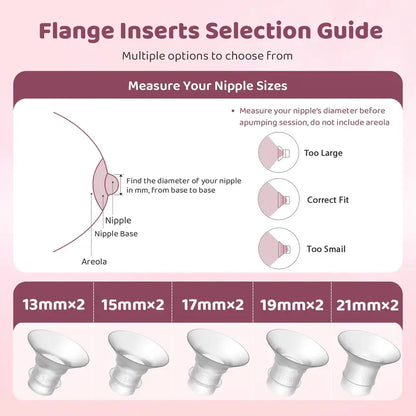 Flange Sizing Kit 3 in 1 Ultimate with 10PCS Flange Inserts 13/15/17/19/21mm, Measuring Ruler, Cleaning Brush