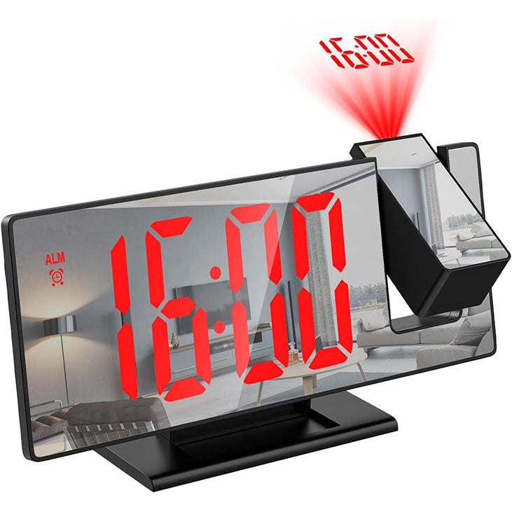 Projection Alarm Clock, LED Electronic Mirror Alarm Clock for Bedroom