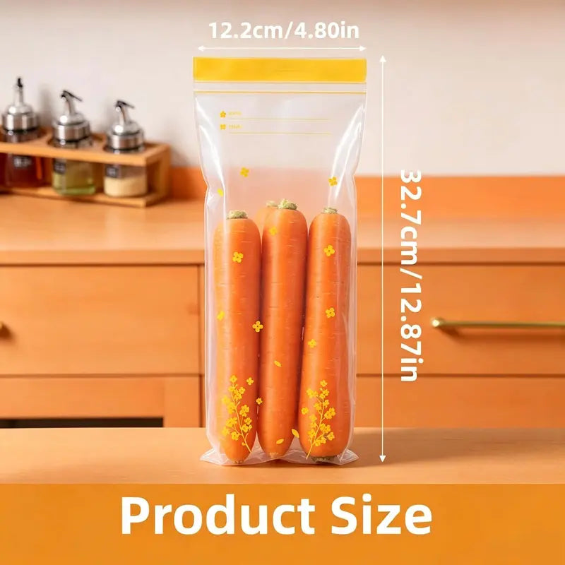 15PCS Thick Double Seal Food Storage Bags, Reusable Self-Sealing Pouches