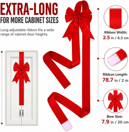 6Pcs Christmas Cabinet Ribbons Bows for Kitchen Large Christmas Door Ribbon Cabinet Bows Locker