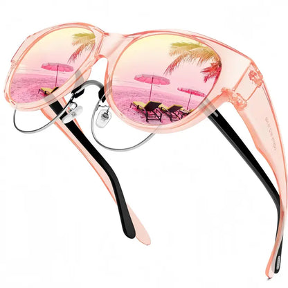2PCS Women's Fit-Over Prescription Sunglasses - Oversized Square Full-Rim Polarized Frames