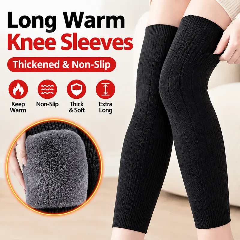 Long Knee Pads Thick Wool Lining for Leg Protection