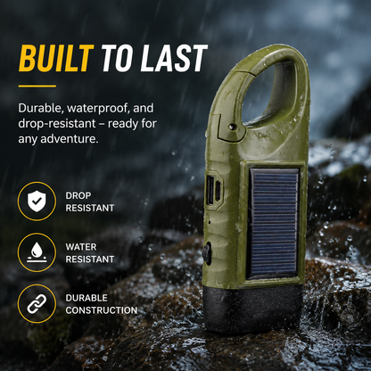 Mini Hand Crank Solar LED Emergency Flashlight,USB Output,Type C