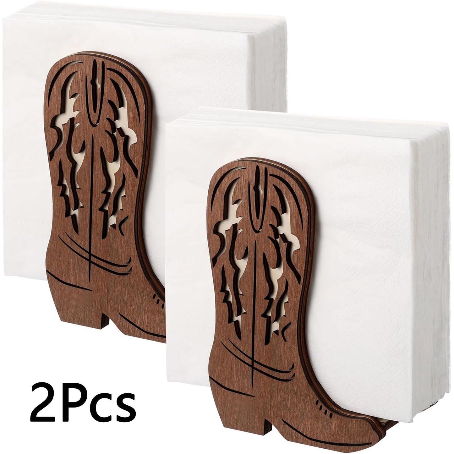 2PCS Western Cowboy Boot Shaped Napkin Holder Table Decor