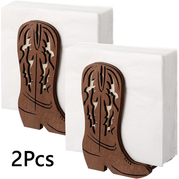 2PCS Western Cowboy Boot Shaped Napkin Holder Table Decor
