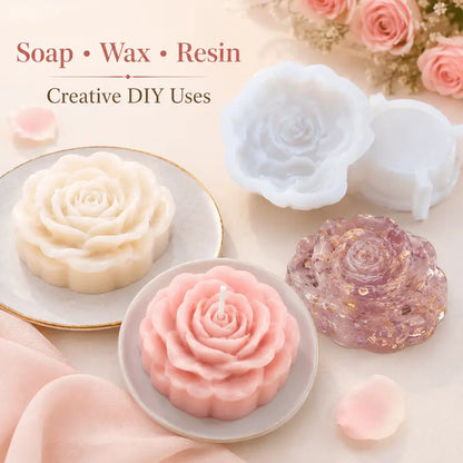 2PCS Food-Safe Anti-Adhesive Silicone Rose-Heart Mold Set