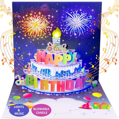 DIY Fireworks Pop-Up Cake Greeting Card with Light and Music