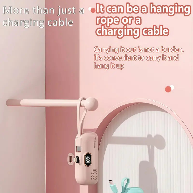 Pocket-Sized 5000mAh Charger, 22.5W Fast Charge, Type-C & USB-A