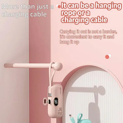 Pocket-Sized 5000mAh Charger, 22.5W Fast Charge, Type-C & USB-A