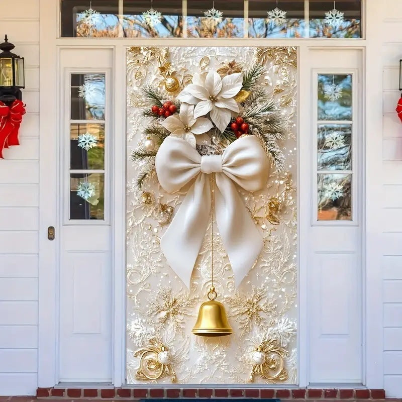 Christmas Door Decorations for Front Door, Fits Standard Door (90x200cm/35x79in)