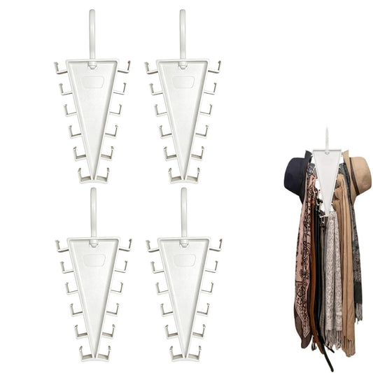  4Pcs V-Shaped Double-Sided Closet Hanger, 12 Hooks Rotating Organizer for Hats Scarves Belts