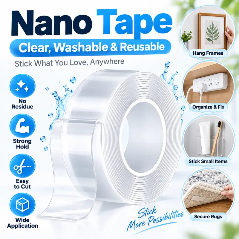 Nano Double Sided Adhesive Tape, Clear Mounting Tape