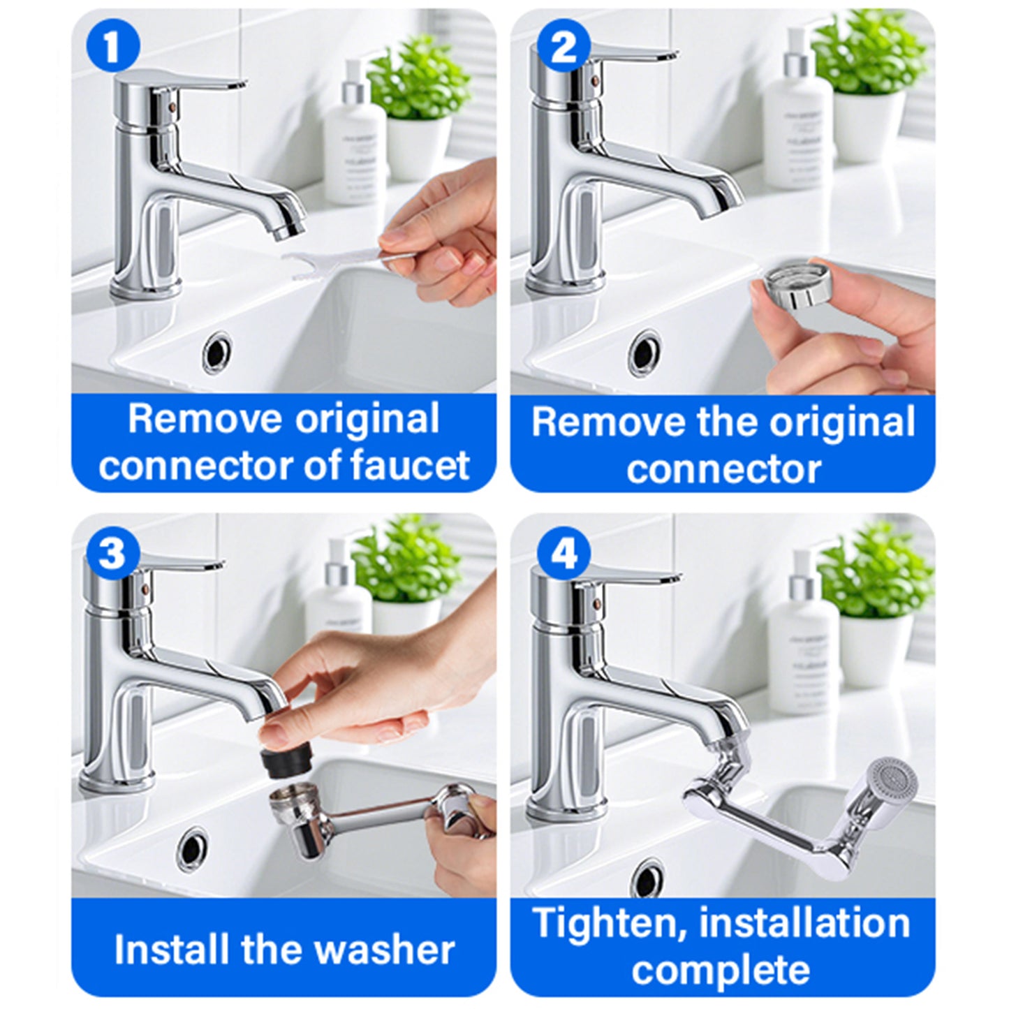 1080° Swivel Faucet Extender,2 Flow Modes Rotatable Sink Aerator Extension