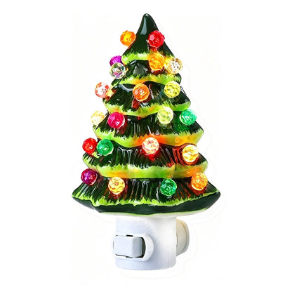 LED Christmas Tree Night Light, Colored Bulbs Nightlight with Switch