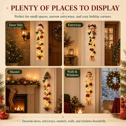 Light‑Up Glowing Christmas Door Hanger - Festive Home Decor