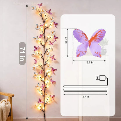LED Flexible Vine Lights with Butterflies