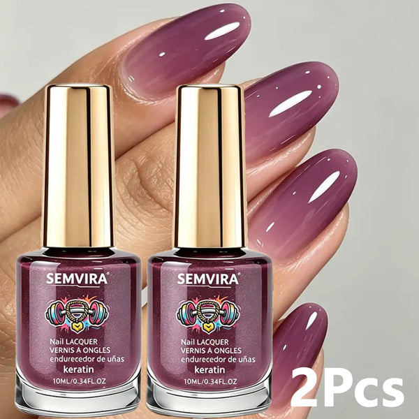 2PCS Glossy Grape Purple Nail Polish with Strengthening Formula Quick Dry