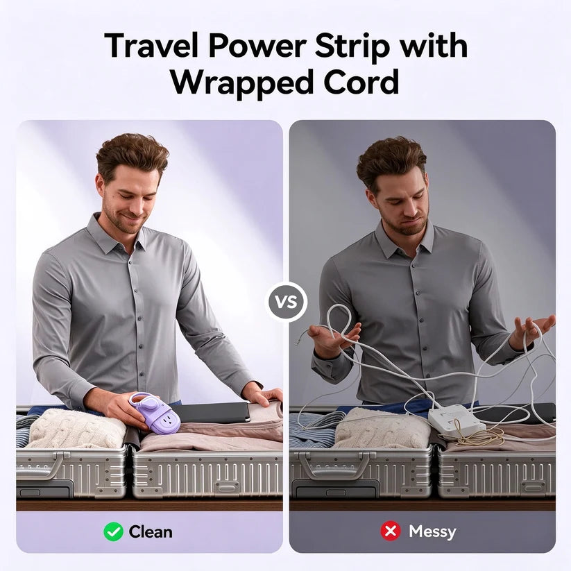 ORICO Purple Travel Power Strip with 4 AC Outlets 3 USB Ports