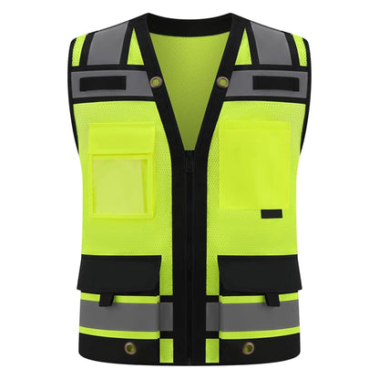 Visibility Reflective Safety Vests With 15 Pockets And Zipper Front