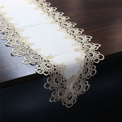 70 Inches Embroidery Lace Table Runner, Classic Jacquard Floral Dresser Scarf for Kitchen Dining Restaurant Party