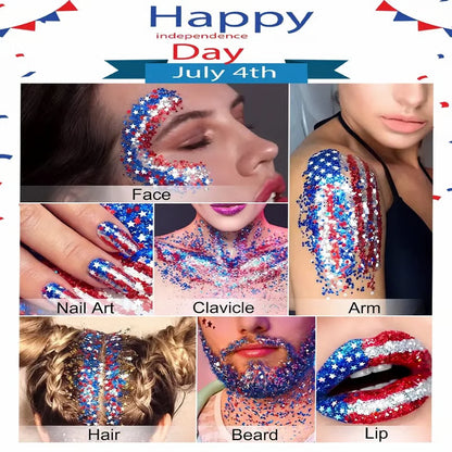 4th of July Glitter Stick Red, White & Blue Body & Hair Sparkle