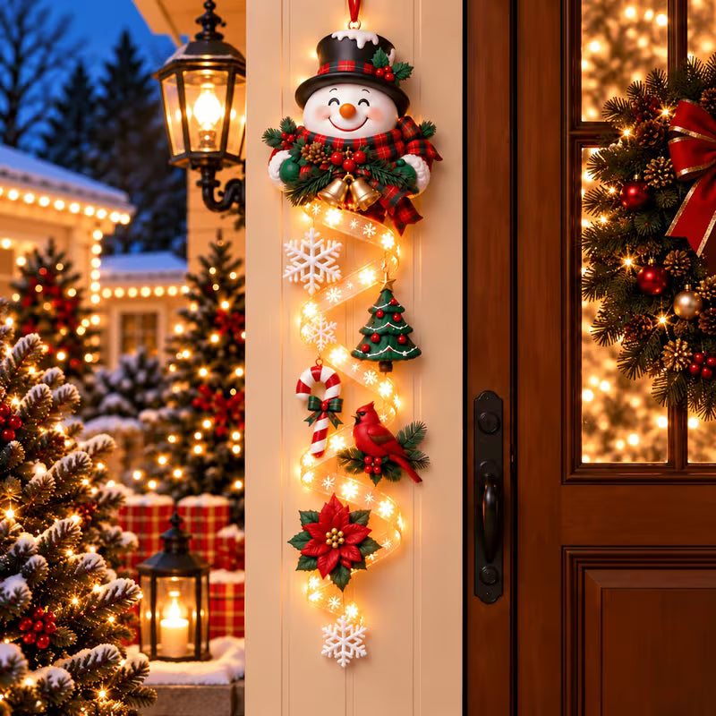 New Light‑Up Glowing Christmas Door Hanger - Festive Home Decor